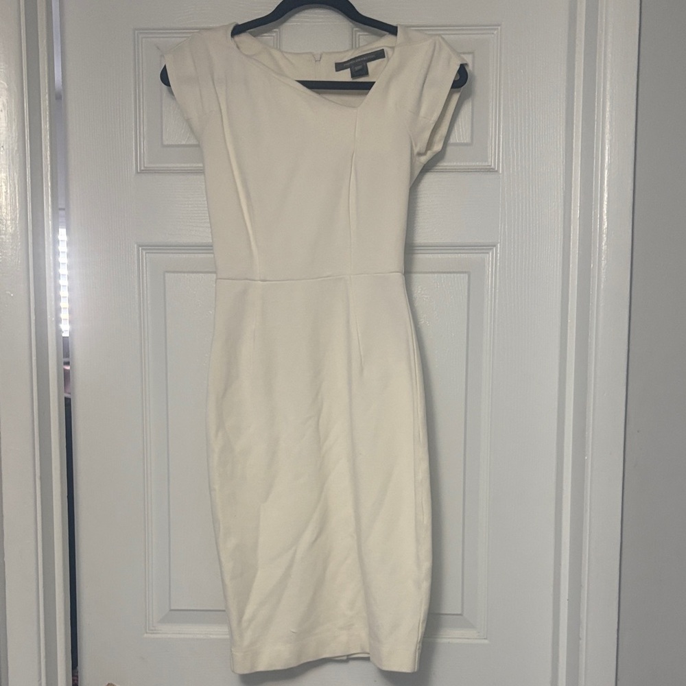 French Connection Cap Sleeve Asymmetrical Neck Midi Dress Size 2 or XXS